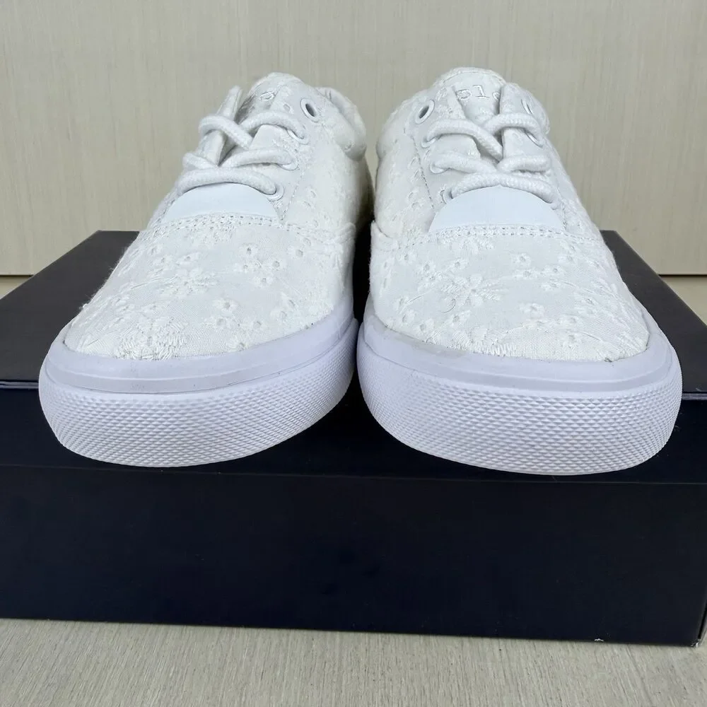 Polo Ralph Lauren White Thornton Shoes Children Girls Size 1 Lace Sneakers - Picture 3 of 9